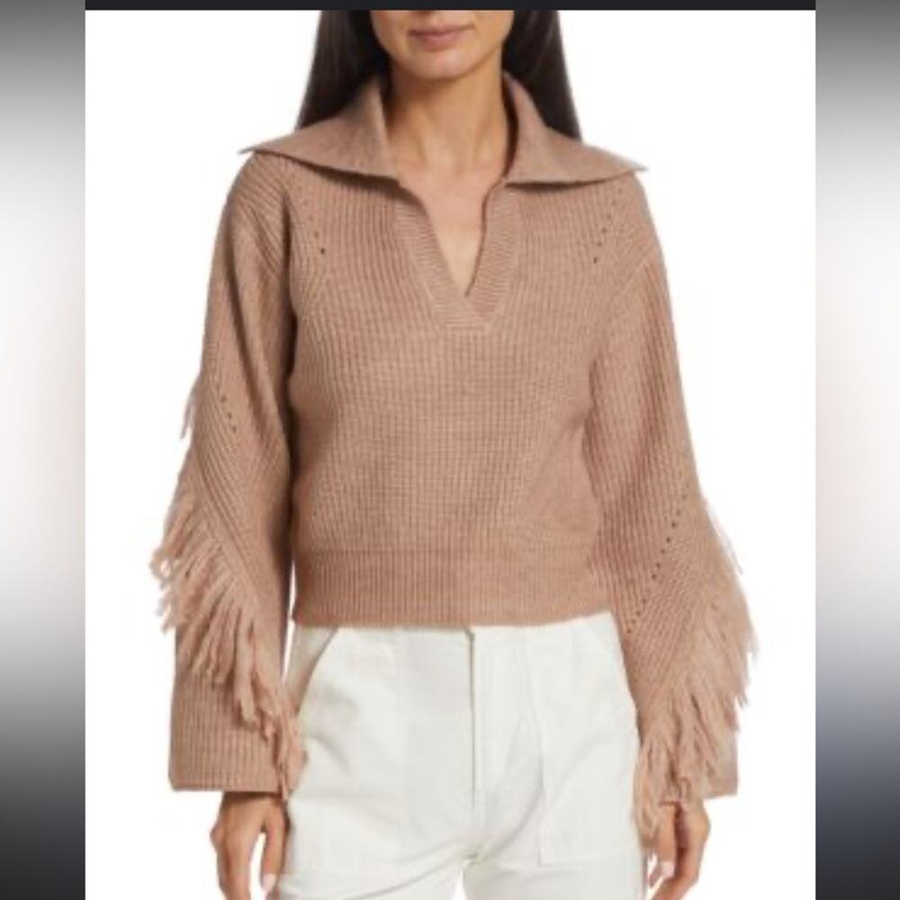 DESIGN HISTORY Fringed Johnny Collar Sweater XS